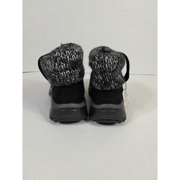 Skechers Boots Womens 6.5 Easy Going Heighten Snow Black Foldover Knitted - Picture 6 of 9